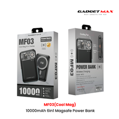 GADGET MAX - MF03 Cool Mag 10000mAh 6 In 1 Magnetic Fast Charging Power Bank ( Magsafe15W / PD 20W ) - Black