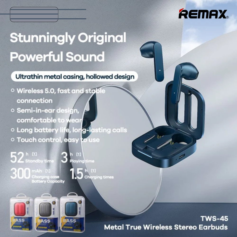 REMAX TWS-45 5.0 RUI MEASURE METAL TRUE WIRELESS STEREO EARBUDS