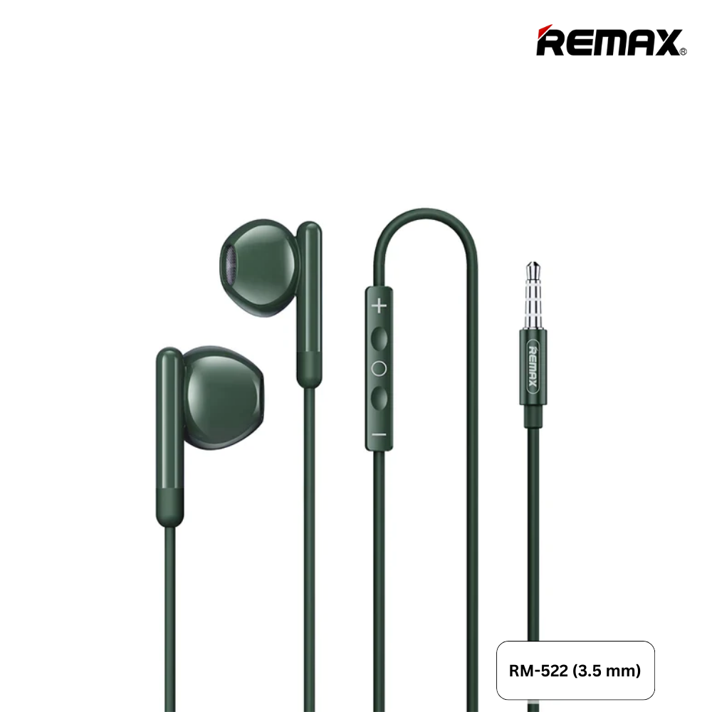 REMAX RM-522 3.5MM WIRED EARPHONES FOR MUSIC & CALL (1.2MM)