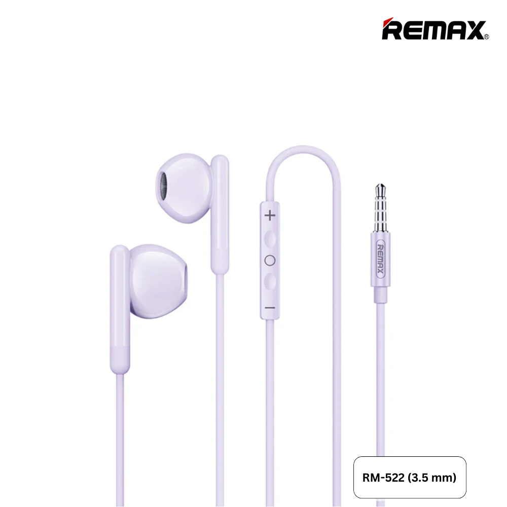 REMAX RM-522 3.5MM WIRED EARPHONES FOR MUSIC & CALL (1.2MM)