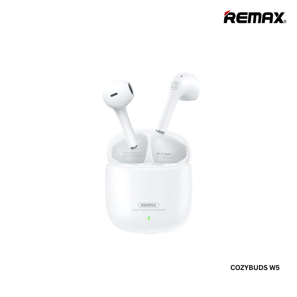 REMAX COZYBUDS W5 GEEK SERIES EARBUDS FOR MUSIC & CALL, TWS Earbuds, Wireless Earbuds-White