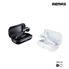 REMAX TWS-18 TRUE WIRELESS STEREO MUSIC, EARBUDS (5.0 WIRELESS),TWS Bluetooth , TWS Earbuds , Wireless Earbuds , TWS Earphones , TWS i12 , Best Wireless Earbuds for iPhone , Android , Budget wireless earbuds-White
