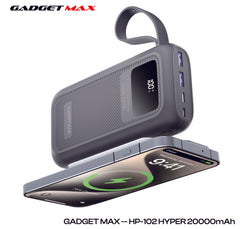GADGET MAX - HP-102 20000mAh Hyper PD+QC Fast Charging Power Bank (20W+22.5W) - Gray