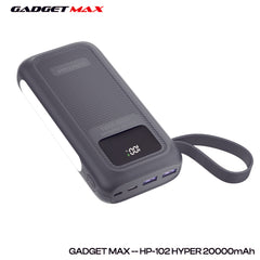 GADGET MAX - HP-102 20000mAh Hyper PD+QC Fast Charging Power Bank (20W+22.5W) - Gray