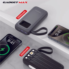 GADGET MAX - HP-102 20000mAh Hyper PD+QC Fast Charging Power Bank (20W+22.5W) - Gray