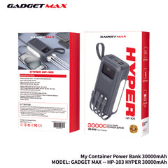 GADGET MAX - HP-103 30000mAh Hyper PD+QC Fast Charging Power Bank (20W+22.5W) - Gray