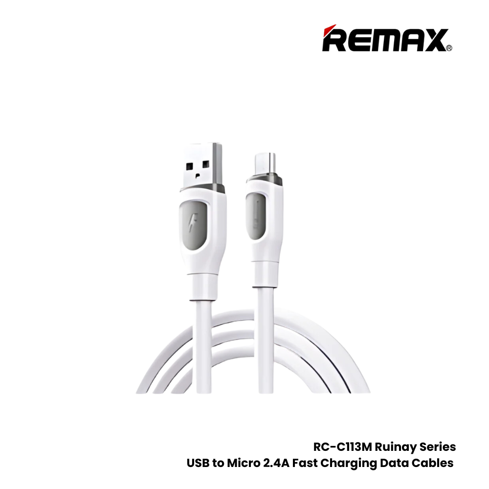 REMAX RC-C113M Ruinay Series 2.4A USB to Micro Fast Charging Data Cable - White