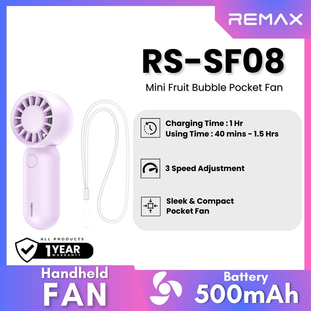 REMAX - RS-SF08 Mini Fruit Bubble Pocket Fan - Purple