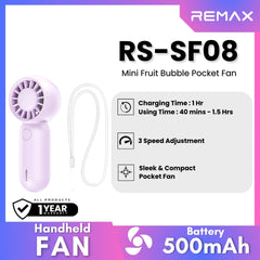 REMAX - RS-SF08 Mini Fruit Bubble Pocket Fan - Purple