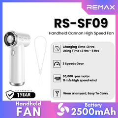 REMAX - RS-SF09 Handheld Cannon High Speed Fan (2500mAh) - White