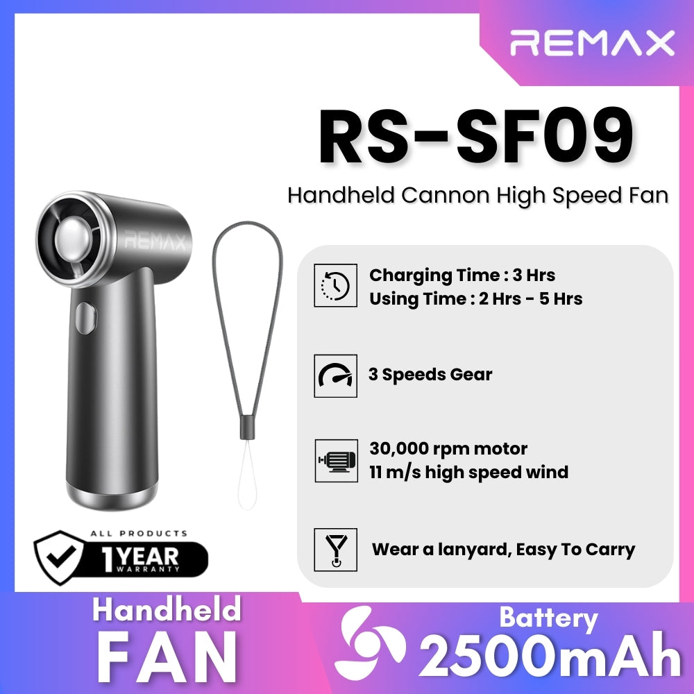 REMAX - RS-SF09 Handheld Cannon High Speed Fan (2500mAh) - Tarnish