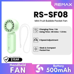 REMAX - RS-SF08 Mini Fruit Bubble Pocket Fan - Green