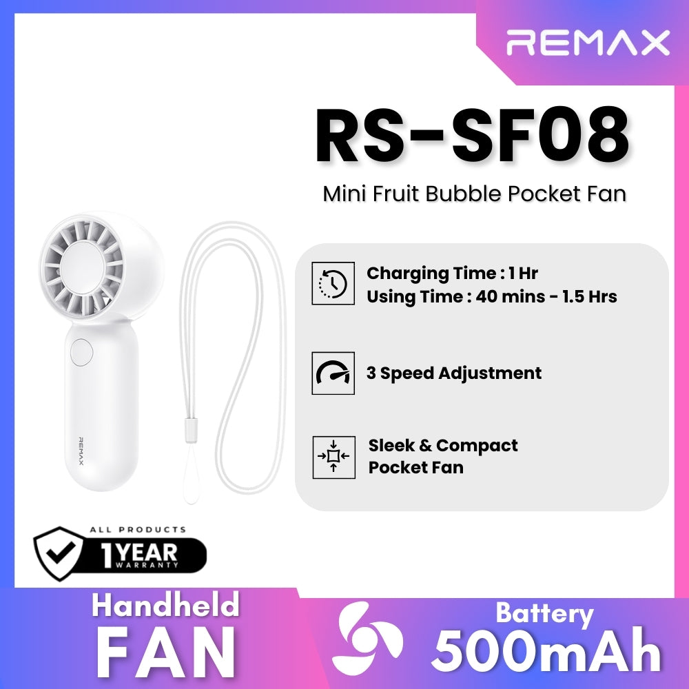 REMAX - RS-SF08 Mini Fruit Bubble Pocket Fan - White