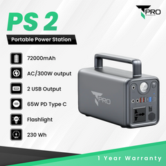 T PRO PS 2 72000MAH 300W PD-65W PORTABLE POWER STATION