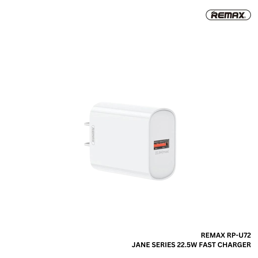REMAX RP-U72 JANE SERIES 22.5W FAST CHARGER (1USB), USB Phone Charger , Mobile Phone Charger , Andriod Phone Charger , quick charger , fast charger ,wall charger , Portable Charger