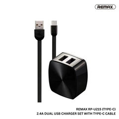 REMAX RP-U215(TYPE-C)2.4A DUAL USB CHARGER SET WITH TYPE-C CABLE