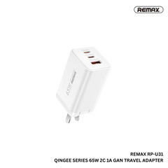 REMAX---RP-U31 QINGEE SERIES 65W 2C 1A GAN TRAVEL ADAPTER RP-U31 CN , FAST CHARGER