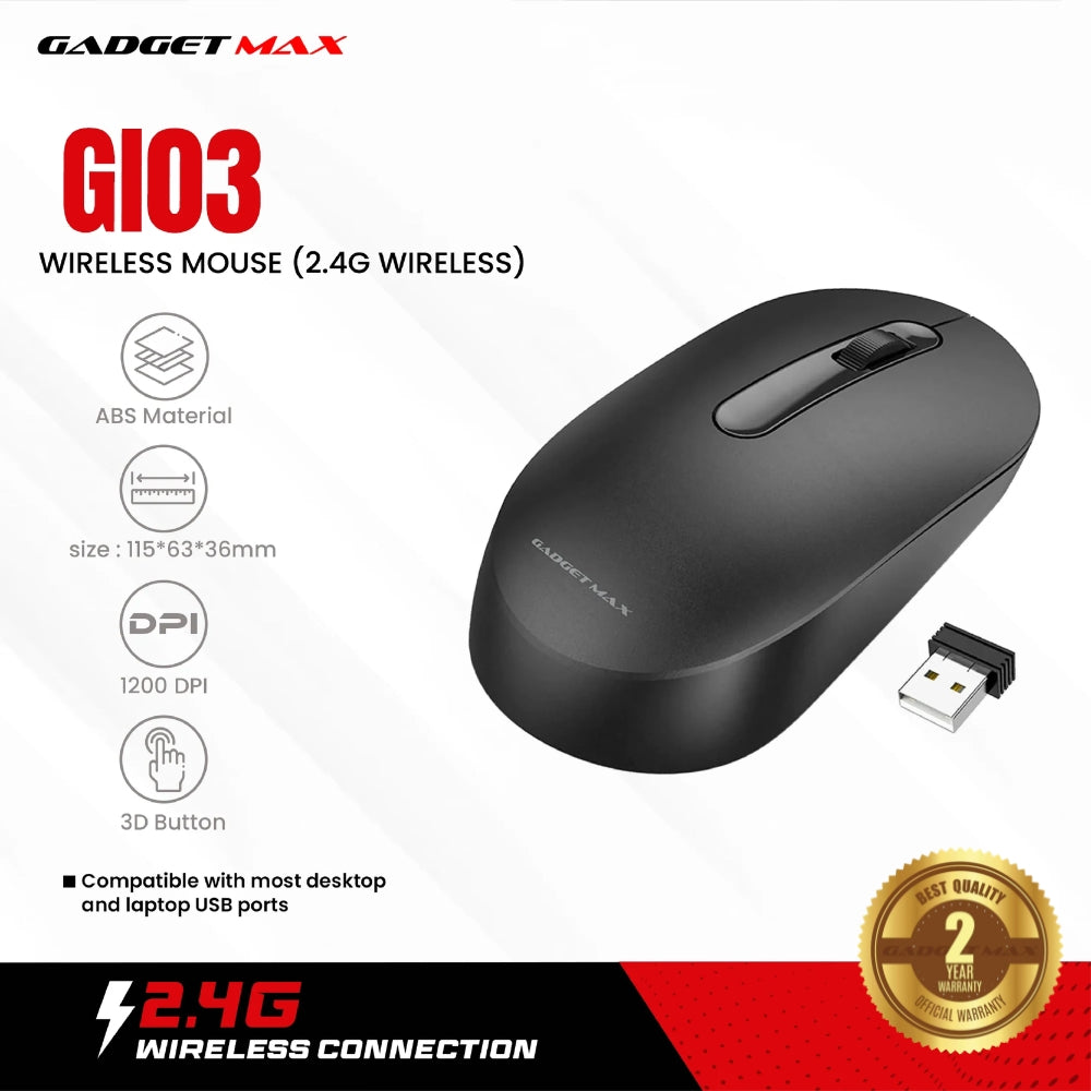 GADGET MAX - GI03 ( 2.4 G ) Wireless Mouse - Black
