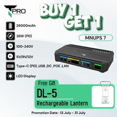 T-PRO - MNUPS 7 28000mAh Multifunctional DC Mini UPS ( 36W )  - Black