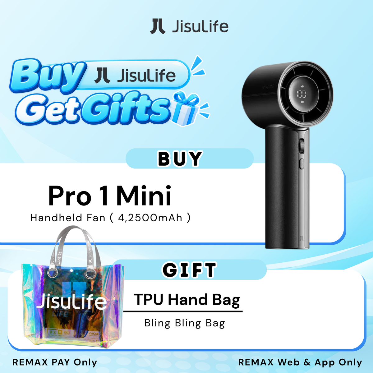JisuLife - Handheld Fan Pro 1 Mini ( 4250mAh ) - Black