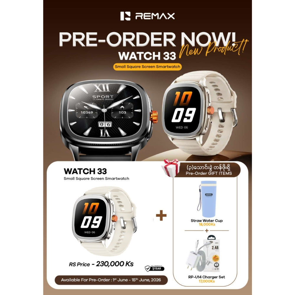 [ Pre-Order ] REMAX - Watch 33 Small Square Screen Smart Watch - White