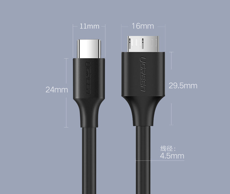 UGREEN USB-C to USB 3.0 Micro B Cable, Fast Charging and Sync Data Transfer Cord Compatible with Samsung Galaxy S5 Note 3, Seagate, WD, Toshiba, External Hard Drive, Camera