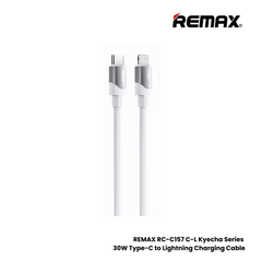 30W ( C to Lightning )-REMAX RC-C157 C-L Keycha Series 30W Type-C to Lightning Fast Charging Data Cable - White