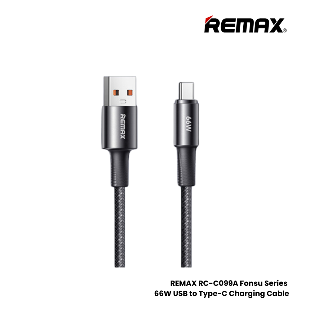 66W ( Type-C )-REMAX RC-C099A Fonsu Series 66W USB to Type-C Fast Charging Data Cable - Black