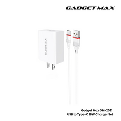 GADGET MAX GM2021 TYPE-C 3A SINGLE PORT QUICK CHARGER SET (US PLUG) - White