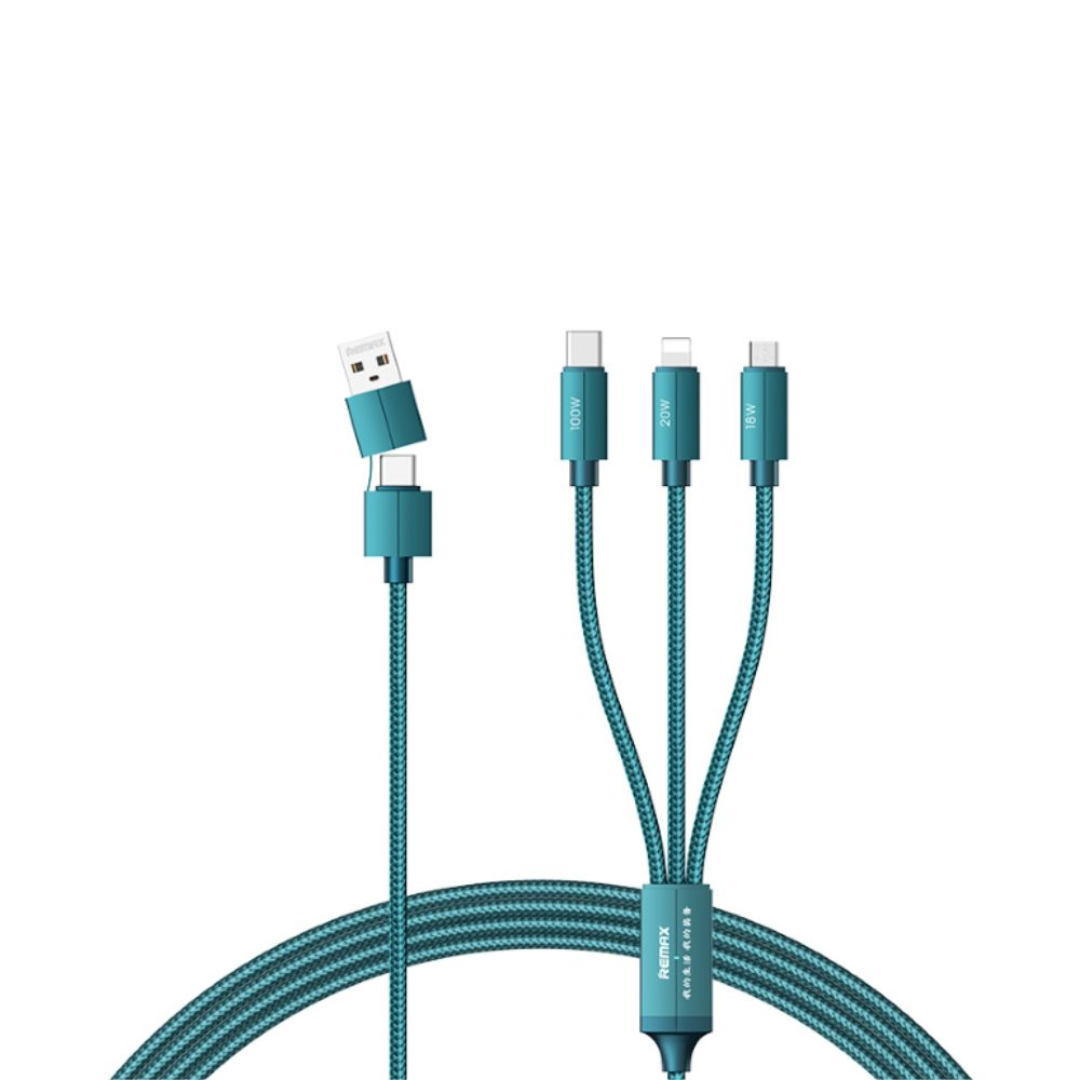 REMAX RC-C012 3 IN 2 KEROLLA SERIES 100W ALUMINUM 3-IN-2 FAST CHARGING DATA CABLE