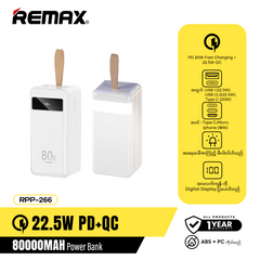 Remax RPP-266 80000mAh 22.5W PD + QC Hunergy Series Multi-Compatible Power Bank - White