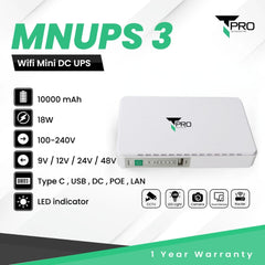 T PRO TP-MNUPS 3 10000mAh MULTIFUNCTION DC UPS  (18W) - White