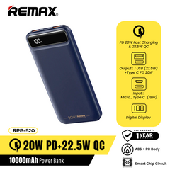 Remax RPP-520 10000mAh BOLE Series PD20W+QC22.5W Fast Charging Power Bank-Blue