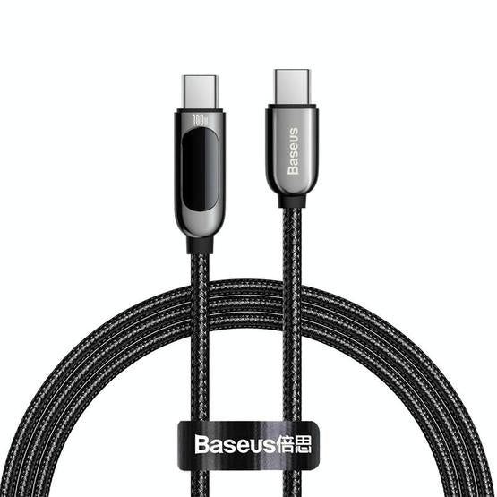 (Buy 1 Get 1) Baseus Display 100W Type-C to Type-C Fast Charging Data Cable (2M) - Grey + Black