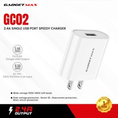 GADGET MAX GC02 2.4A SINGLE USB PORT SPEEDY CHARGER (1USB)(2.4A)
