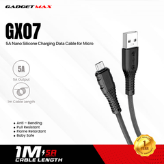 GADGET MAX GX07 MICRO 2.4A NANO SILICONE CHARGING DATA CABLE FOR MICRO (2.4A)(1M) - BLUE