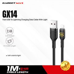 GADGET MAX GX14 DU18 S-SHAPE FAST USB TO IPH CHARGING DATA CABLE WITH LIGHT(2.4A) (1M)