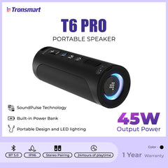 TRONSMART T6 PRO 45W PORTABLE BLUETOOTH, SPEAKER WITH IPXS WATERPROOF Bluetooth Speaker, Portable Speaker, 45W Speaker