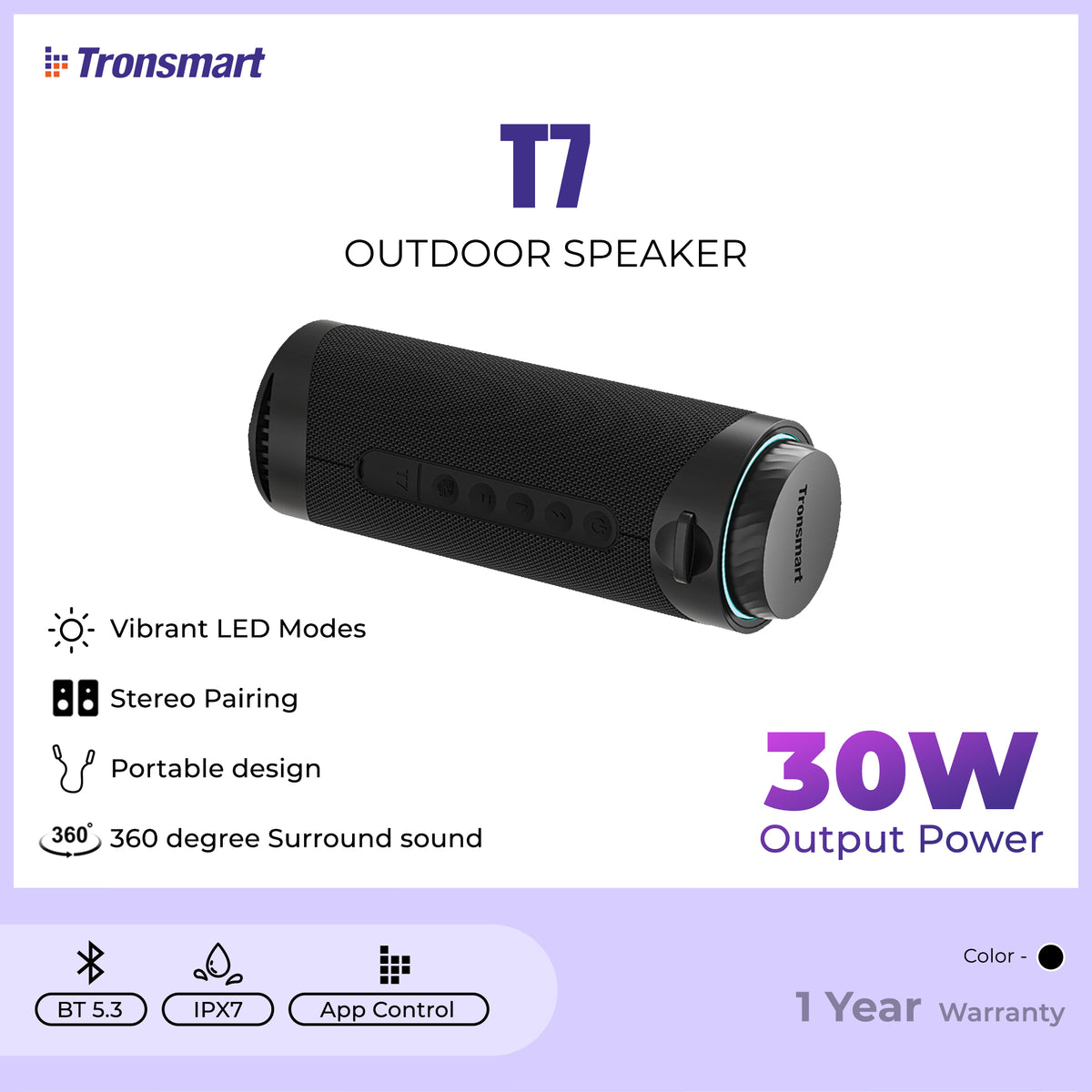 TRONSMART T7 30W WATERPROOF PORTABLE SPEAKER, Bluetooth Speaker, Portable Speaker, 30W Bluetooth Speaker