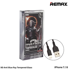 Remax -- GL-36 Clear Tempered Glass & Data Cable Set For iPhone 7/8 (White)