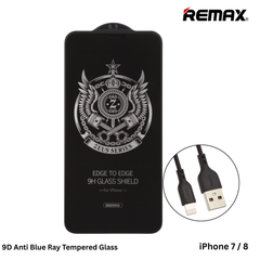 Remax -- GL-36 Clear Tempered Glass & Data Cable Set For iPhone 7/8 (White)