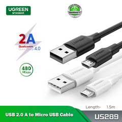 Ugreen US289 USB 2.0A to Micro USB Cable Nickel Plating 1.5M - White