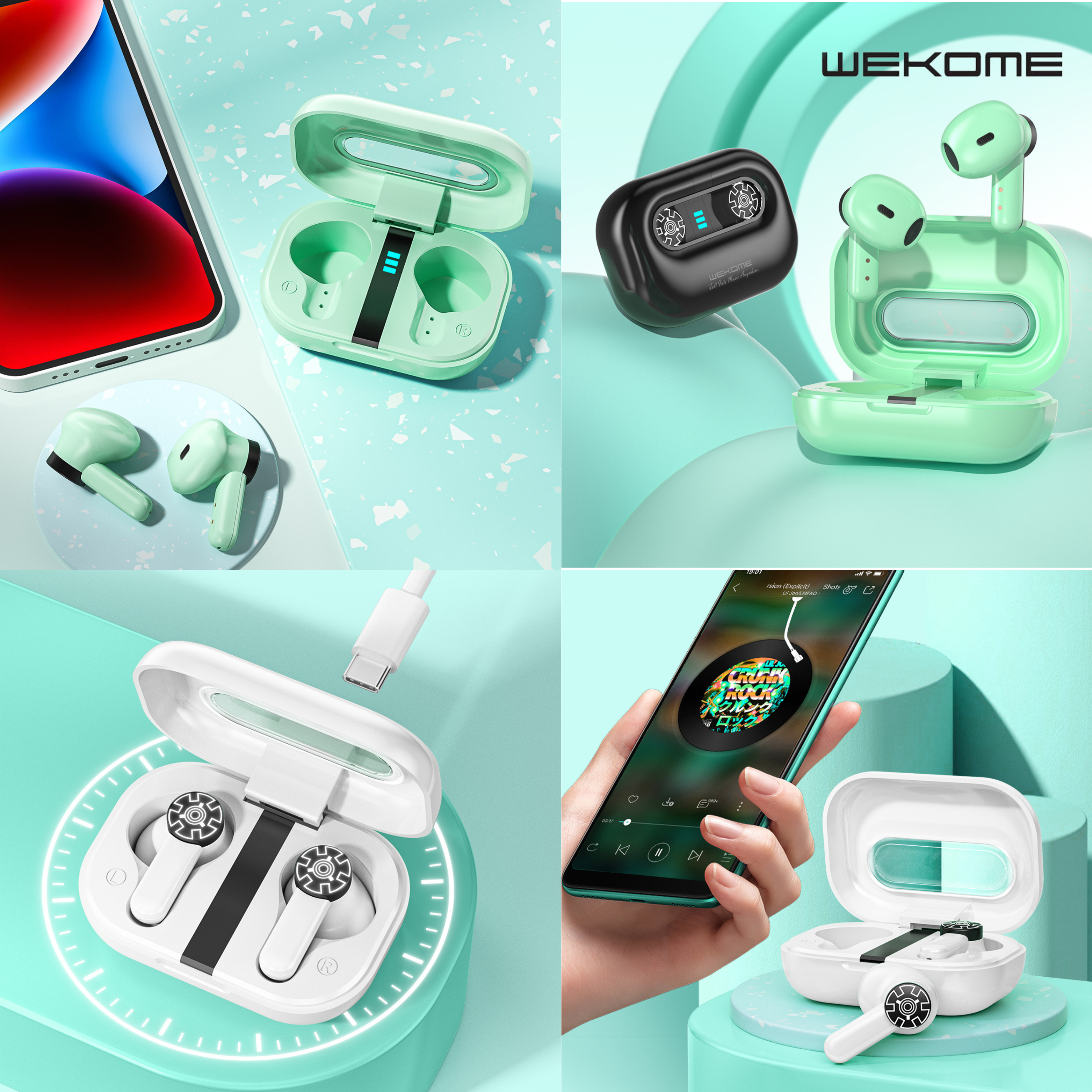 WK VA06 VANGUARD SERIES COLORFUL CASSETTE WIRELESS EARBUDS-White