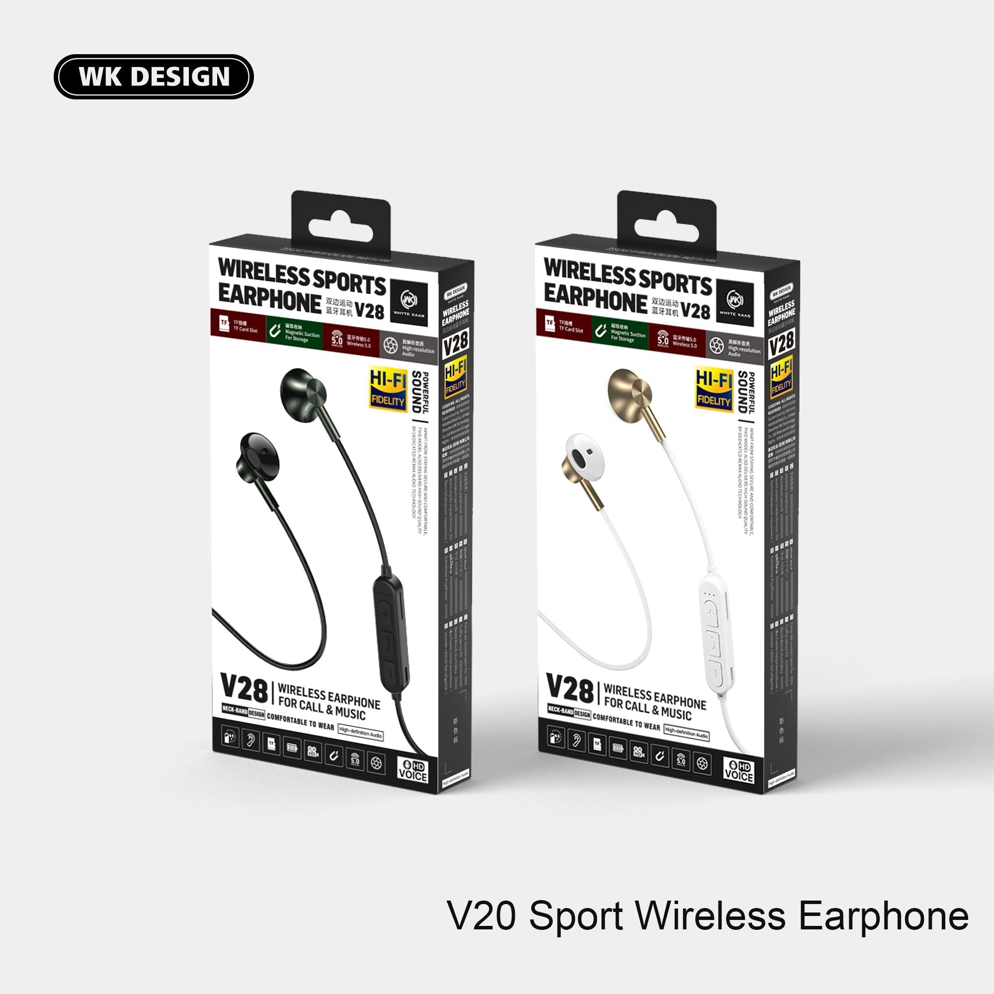 WK - V28 Wireless Sport Earphone - White