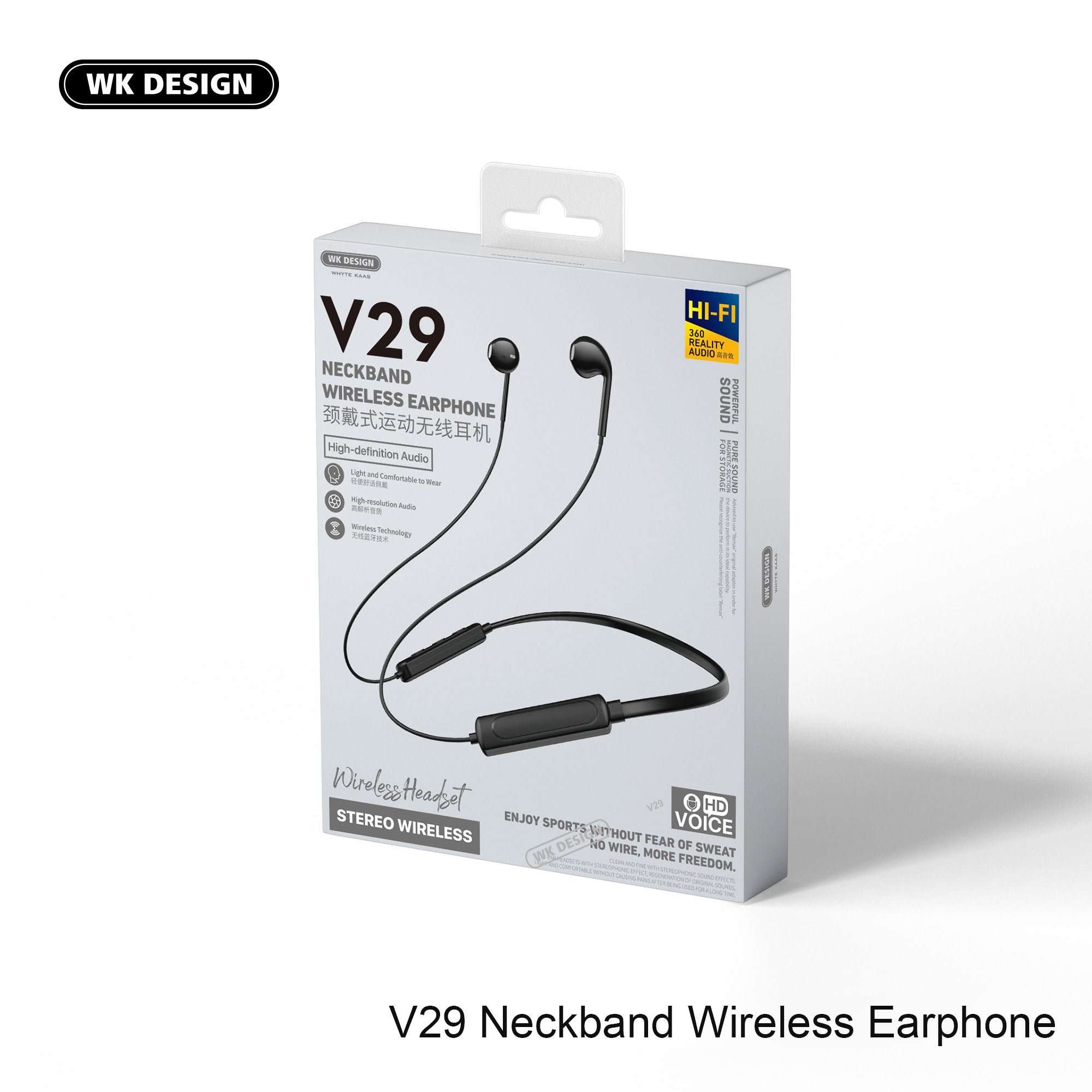 WK - V29 Neckbank Wireless Earphone - Black