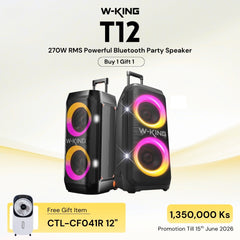 [ Pre-Order ] W-KING - T12 270W RMS With Subwoofer Bass Powerful Bluetooth Party Speaker