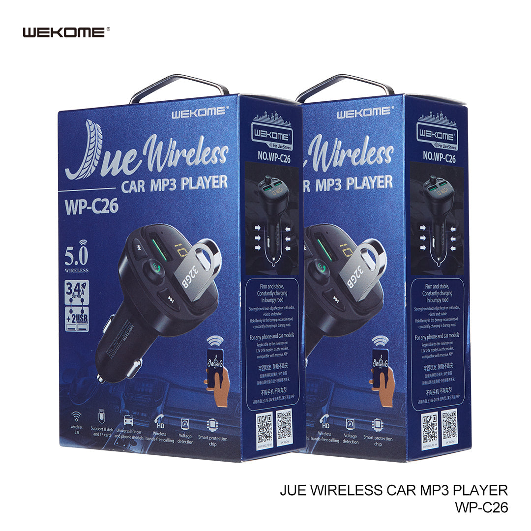 WEKOME JUE WIRELESS WP-C26 CAR MP3 PLAYER ,Car Charger , Car Charger Adapter , cell phone car charger , USB Car Charger , Fast Car Charger , Car charger for Micro , iPhone , Type C , Lightning  , Android Car Charger , Cigarette Lighter iPhone Car Charger