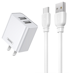 REMAX RP-U51(TYPE-C) ELVES SERIES 2.1A DUAL CHARGER SET ,Charger,USB Phone Charger,Mobile Phone Charger,Smart Phone Charger, Muti port usb charger,quick charger,fast charger,the best usb phone charger,wall charger,Portable Charger