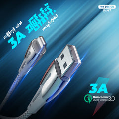 WK (WDC-085A) GOLDSIM TOP ZINC ALLOY DATA CABLE FOR TYPE-C (1.2M) (3.0A) - Silver