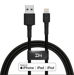 ZMI AL803 MFI USB-A TO LIGHTNING USB CABLE MFI CERTIFIED, PP BRAIDED LIGHTNING 1M, Lighting Cable, MFi Cable, Lighting, iPhone Cable - BLACK